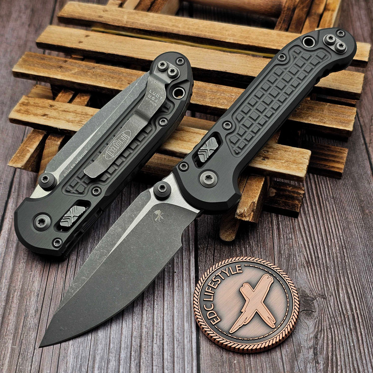 Microtech LUDT Ram-Lok Manual Natural Clear Frag Aluminum 3.4" Clip Point Apocalyptic M390MK 1135RL-10APFRNC
