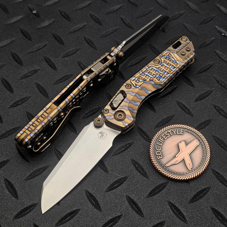 Microtech MSI Mini Flamed Frag Titanium 3.18" Stonewash Bronzed Ti Accent 210M-10FRMS12 Marfione Select