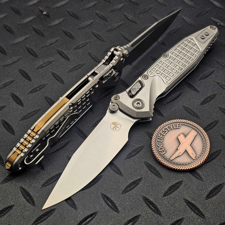 MICROTECH SOCOM RAM-LOK CLIP POINT STONEWASH FRAG TITANIUM W/BRONZE TI ACCENT 160RL-10FRMS2
