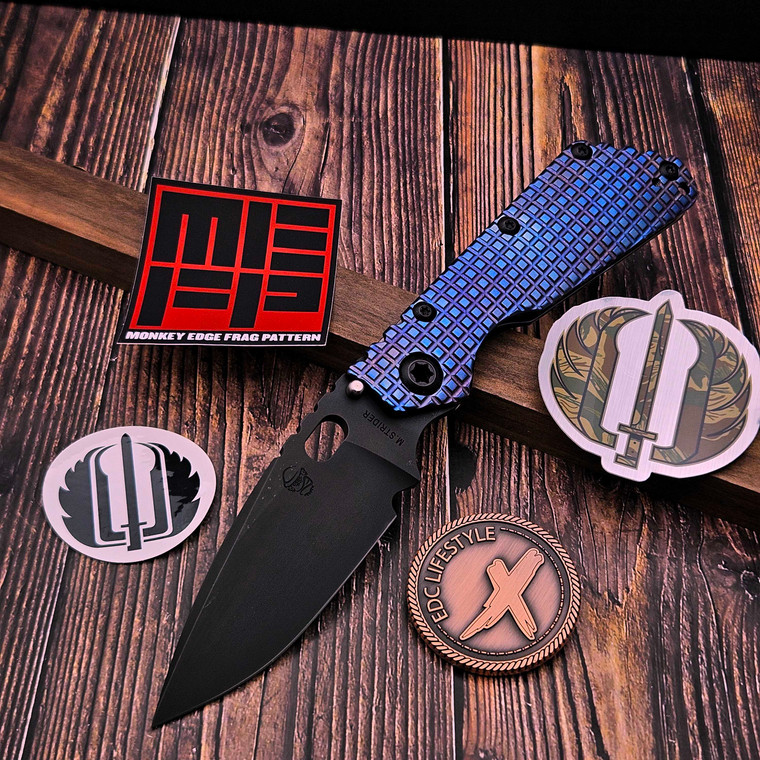 Strider Knives SMF Flamed Frag Titanium Dagger Grind Black - Preowned S1