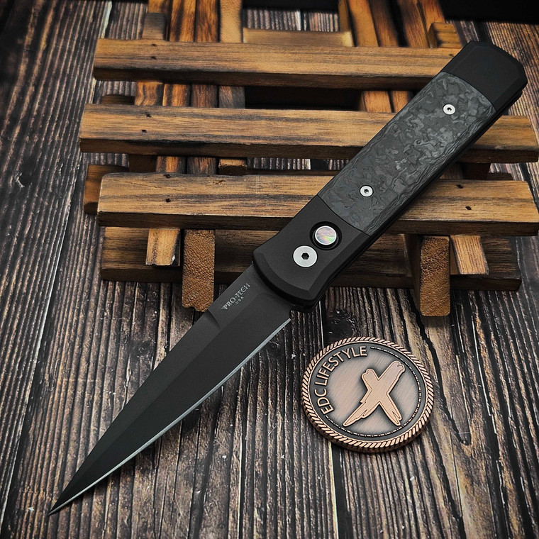 Pro-Tech Knives 905 Godfather Black TechnoCarbo Inlay 4" DLC