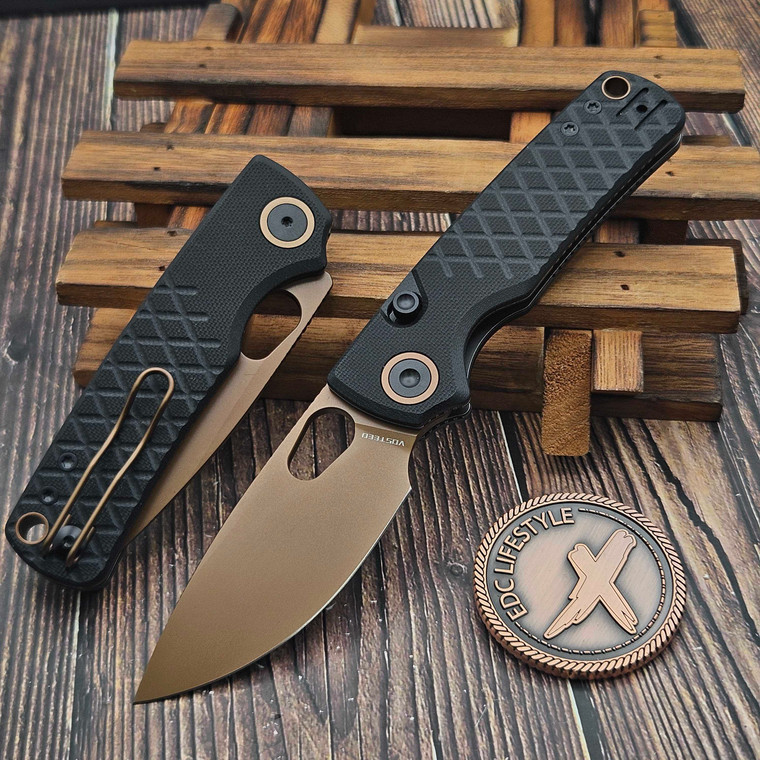 Vosteed Porcupine Black G10 Button Liner Lock 2.99" S/E Copper Dune VS-A2622 by EDC Lifestyle