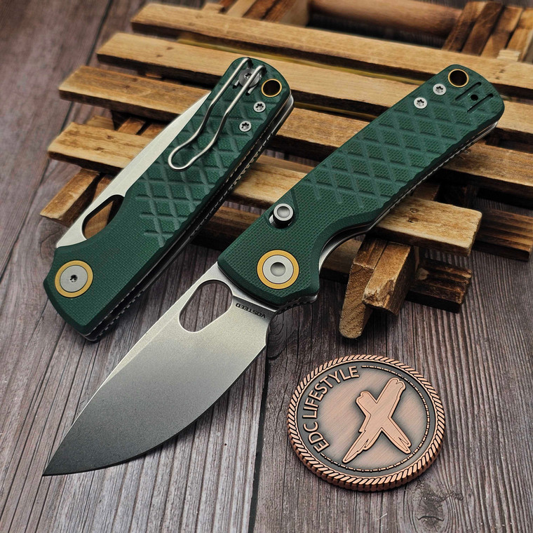 Vosteed Porcupine Green G10 Button Liner Lock 2.99" S/E Stonewash VS-A2624 by EDC Lifestyle