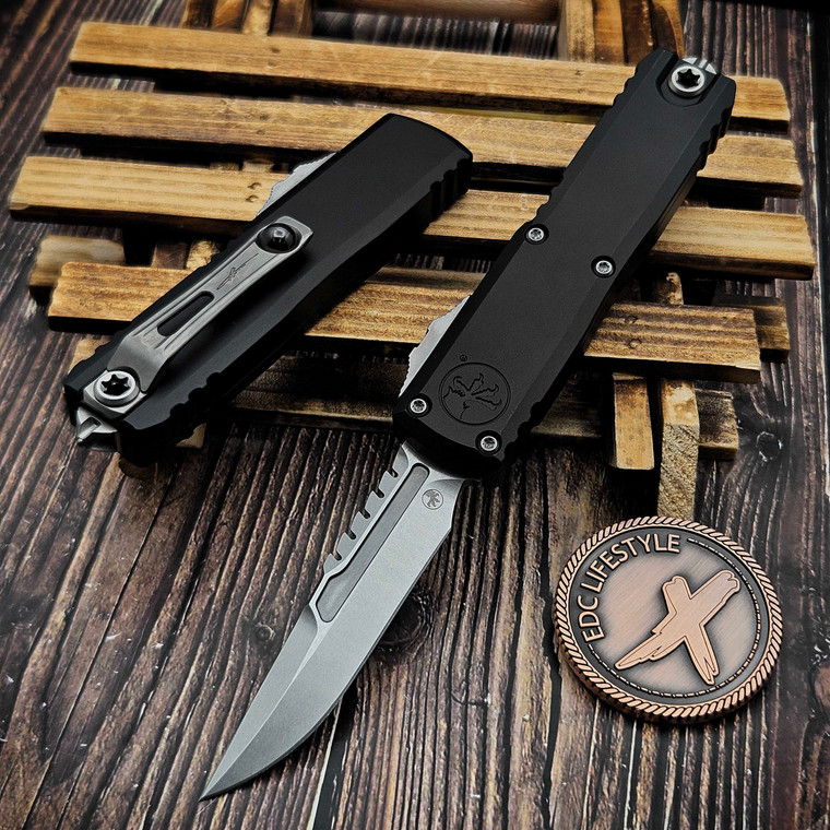 Microtech UTX-85 Gen IV Black 3.10" Interceptor M390MK Stonewash 12354-10S