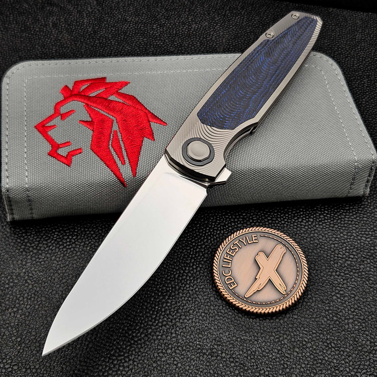 Holt Bladeworks Outlaw OP172 Ridgeback w/Crystal Zirc Collars & Blue CarboTi