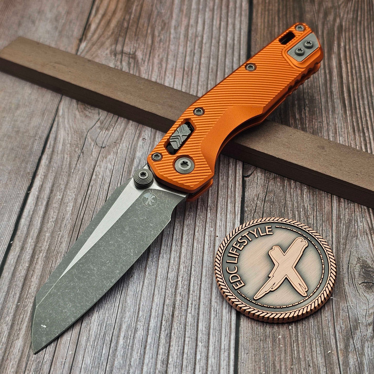 Microtech MSI Mini Orange Fluted Aluminum Apocalyptic 210M-10APFLOR - Preowned
