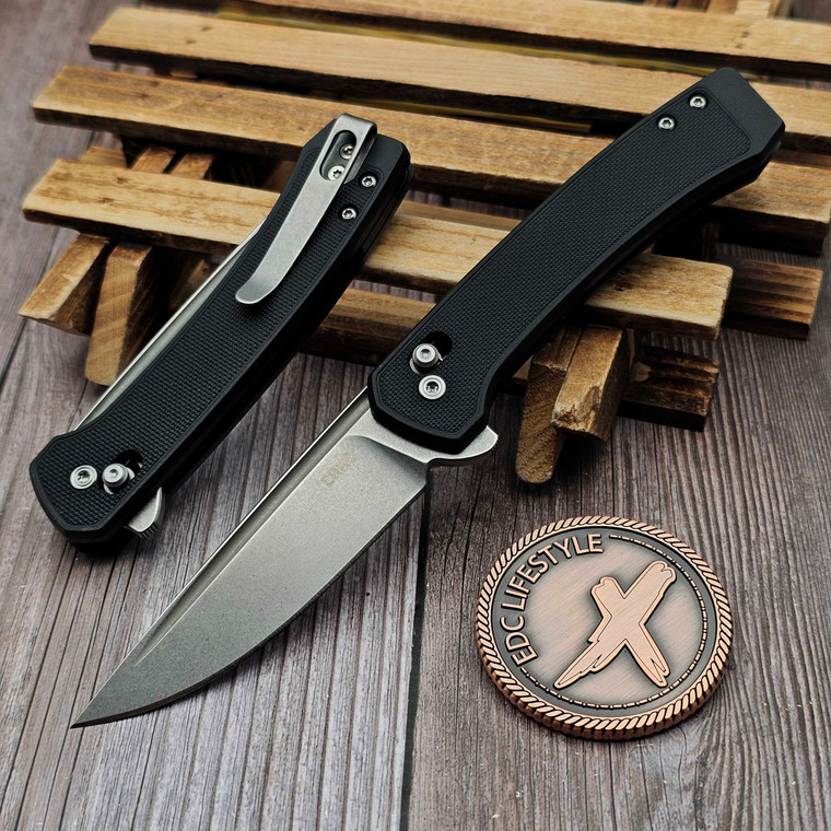 CRKT Q Compact Crossbar Lock Black 3.05" S/E Stonewash by EDC Lifestyle