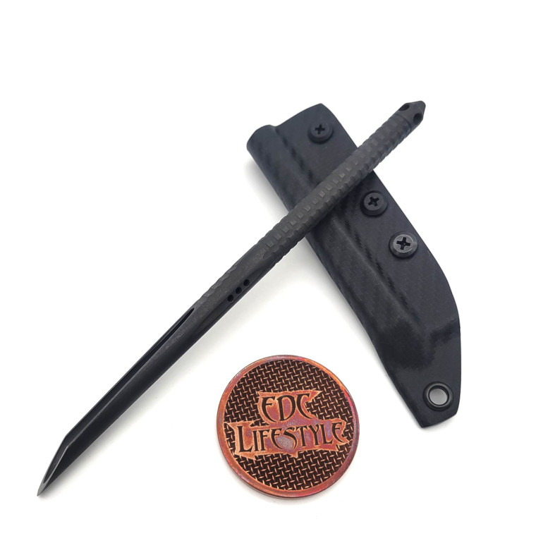 Microtech 112-1DLCTS TAC-P DLC Stainless Steel Tactical Spike w/Glass Breaker, Kydex Sheath