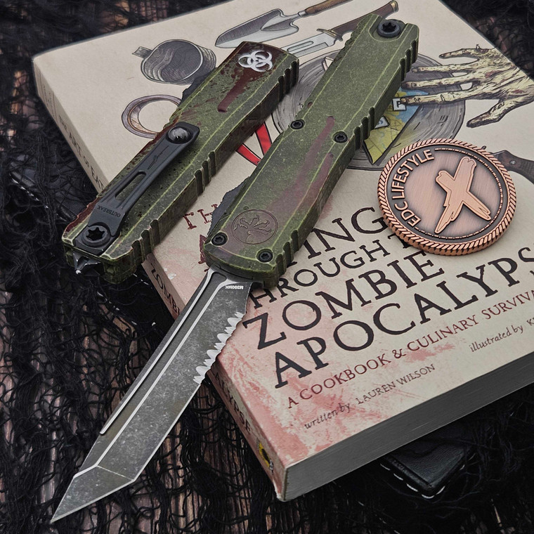 Microtech Ultratech Gen IV Outbreak Deep Engraved T/E 3.55" Partial Serrated 11234-2OBDS by EDC Lifestyle