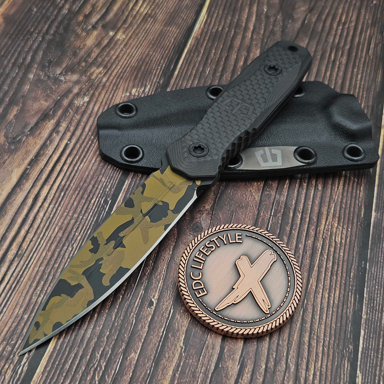 Blackside Customs Experimental Bronze Multicam Phase 7 Dagger Fixed Blade Knife