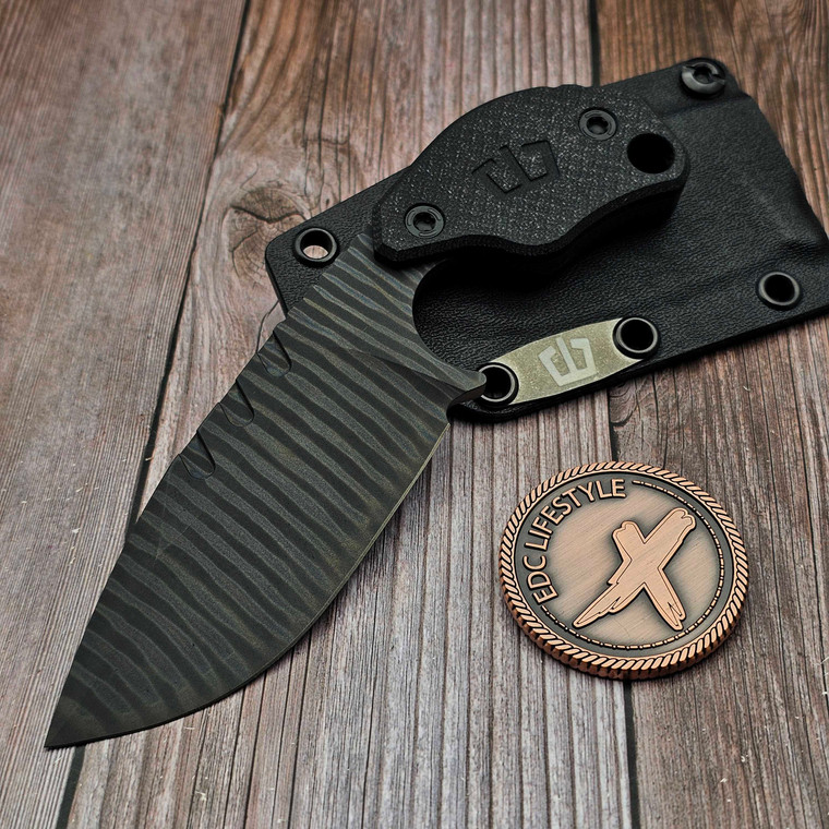 Blackside Customs Mick Strider SLCC Digicam Black G10 Flamed Titanium Fixed Blade