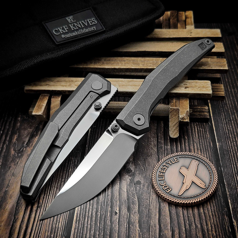 Custom Knife Factory CKF TNT Stonewash Titanium 3.4" by EDC Lifestyle