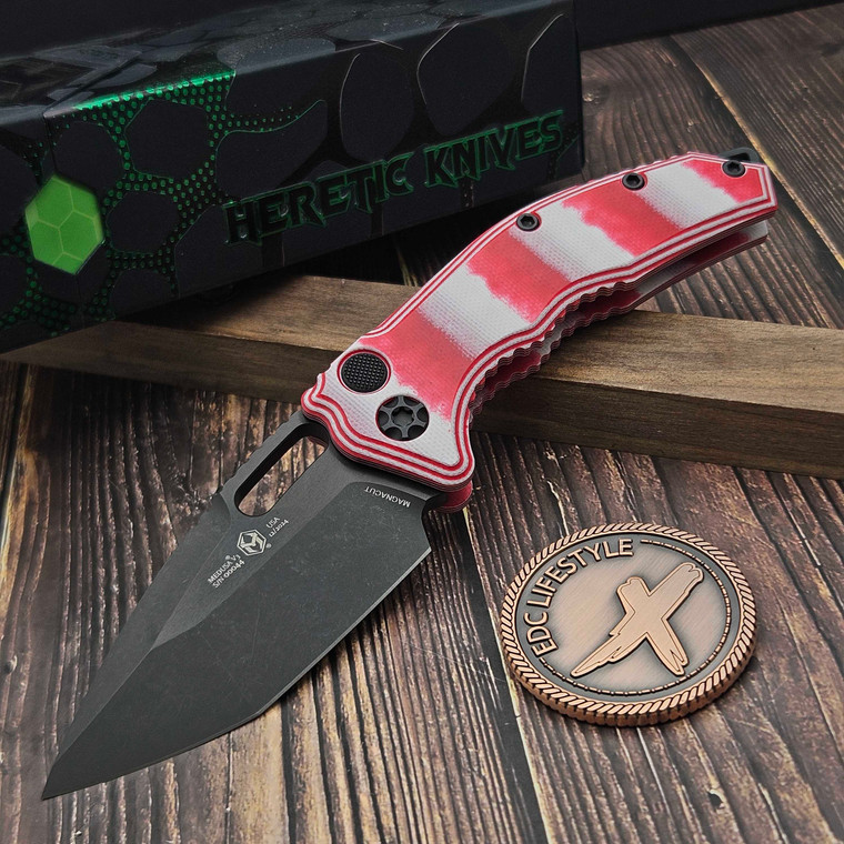 Heretic Medusa Auto Candy Cane G10 3.0" T/E DLC H011-6A-CANDY - Preowned