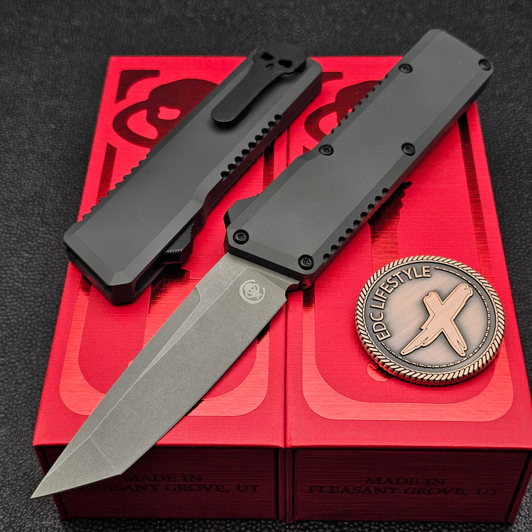 Chaves Knives Black Flat Blasted Dissident OTF 3.7" T/E Stonewash by EDC Lifestyle