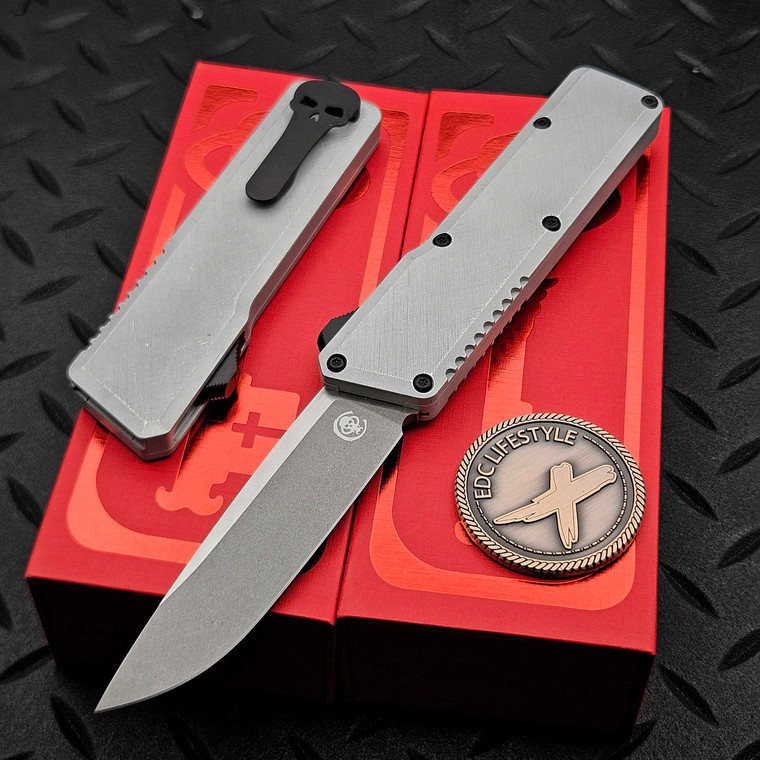 Chaves Knives Clearcoat XH Battleworn Dissident OTF 3.7" D/P Two-Tone Stonewash by EDC Lifestyle