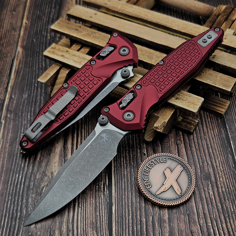 Microtech Socom Ram-Lok Merlot Aluminum Frag 4.00" S/E Apocalyptic 160RL-10APFRMR by EDC Lifestyle