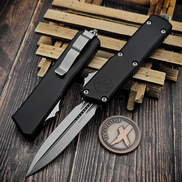 Microtech Black Executive Scarab II D/E Gen III Stonewash 1175-10 by EDC Lifestyle