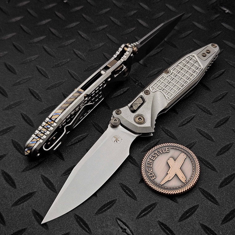 MICROTECH SOCOM RAM-LOK CLIP POINT STONEWASH FRAG TITANIUM W/FLAMED TI ACCENT 160RL-10FRMS5 by EDC Lifestyle