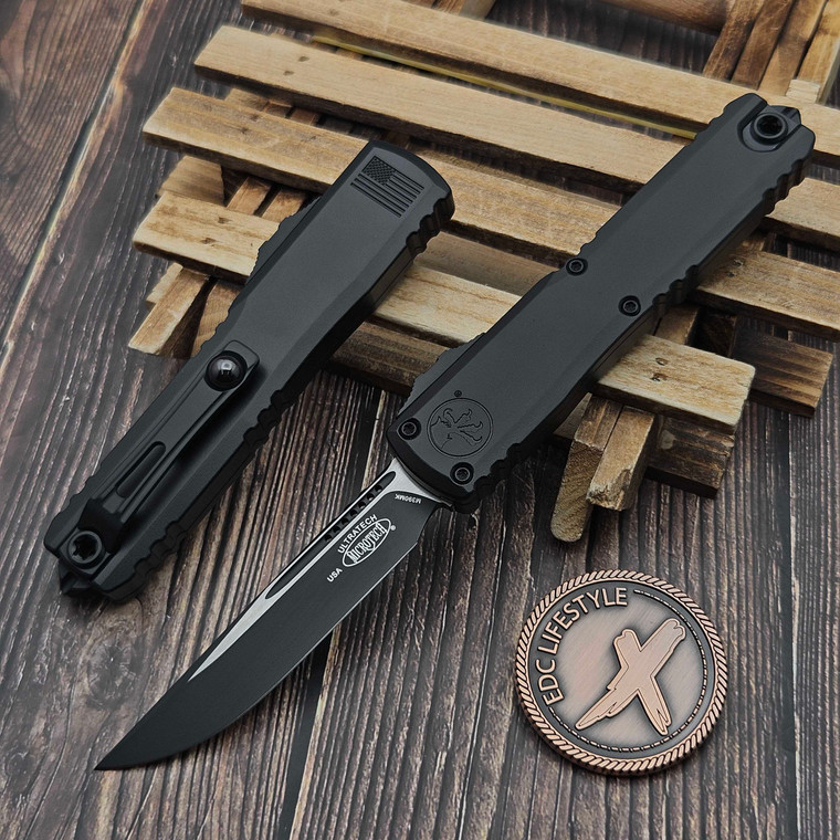 Microtech Ultratech ZBP Black Tactical Flag Single Edge 3.5" Black Standard M390MK - Zero Blade Play 1121-1T-FLAG by EDC Lifestyle