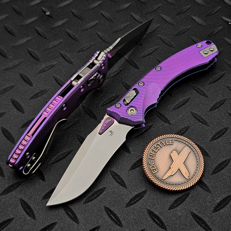 Microtech Amphibian Mini Ram-Lok Purple Haze Fluted Titanium 3.25