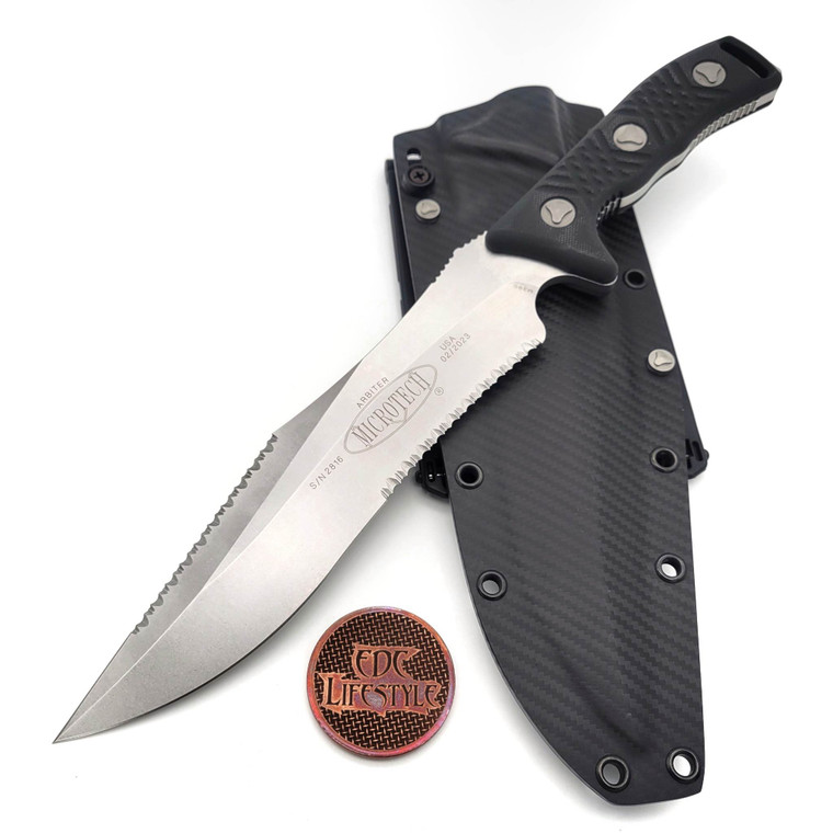 Microtech 104-12 Arbiter Fixed Blade Stonewash Full Serrated