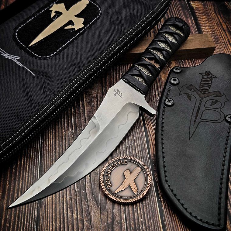 Marfione Custom/Borka Blades SBK Assassin W2 Hamon Leather Tsuka Wrap Stingray Inlay - Preowned