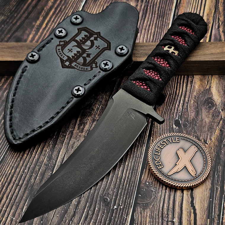 Borka Blades No Name Fighter DLC Fixed Blade Tsuka Wap Stingray Inlay - Preowned