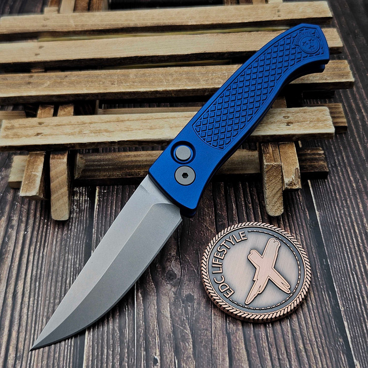 Pro-Tech Knives Brend Classic Auto Blue Diamond Texture 3.35" Stonewash WB1105 by EDC Lifestyle