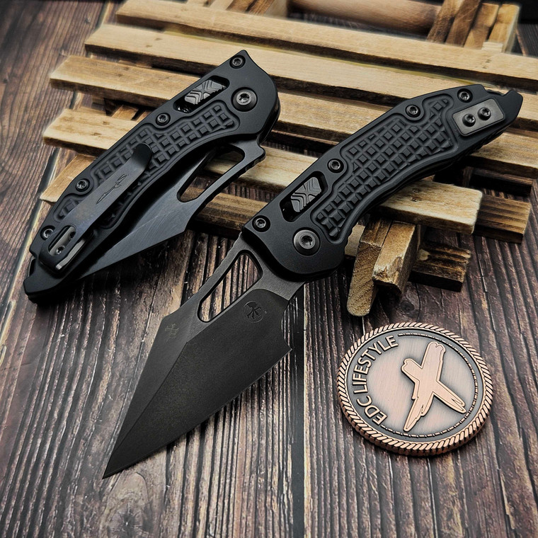 Microtech M-Stitch Ram-Lok Manual Black Shadow Aluminum Frag 3.0" S/E DLC 169MRL-1DLCTFRSH by EDC Lifestyle