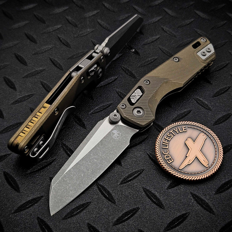 Microtech MSI Ram-Lok Mini Antique Bronze Fluted Titanium 3.10" Apocalyptic w/Bronze Ti Accent Marfione Select 210M-10APFLMS3 by EDC Lifestyle