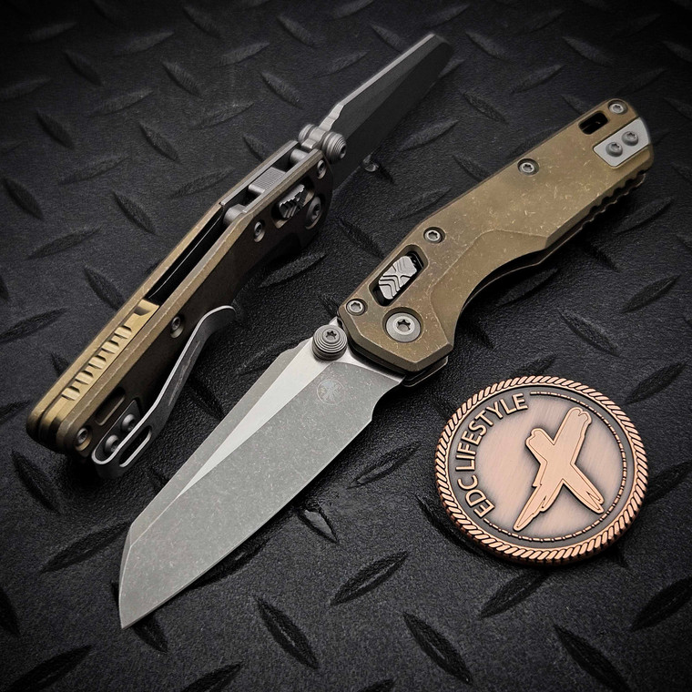 Microtech MSI Ram-Lok Mini Antique Bronze Slab Side Titanium 3.10" Apocalyptic w/Bronze Ti Accent Marfione Select 210M-10APMS3 by EDC Lifestyle