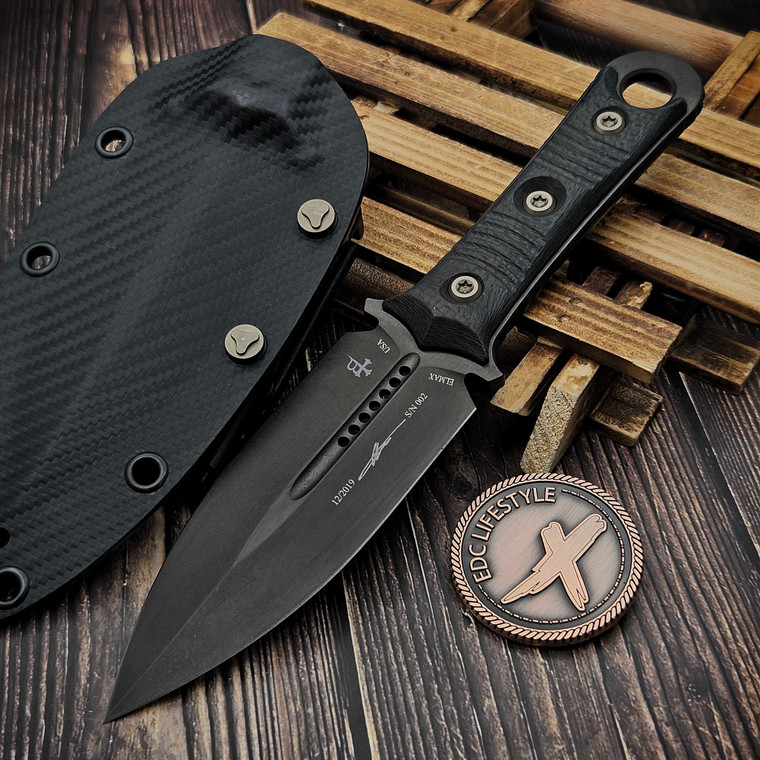Microtech/Borka Blades SBD W/ Kydex Sheath Carbon Fiber 4.37" D/E DLC S/N 002 201-1DLCS by EDC Lifestyle