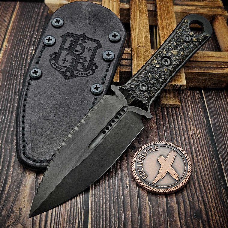 Microtech SBD Fixed Blade 2 Saints Handle 4.37" DLC Full Serrated 201-3DLCCFS by EDC Lifestyle