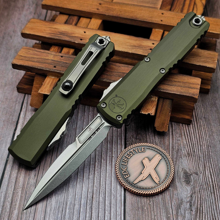 Microtech Ultratech ZBP OD Green Bayonet 3.5" Stonewash - Zero Blade Play 1120-10OD