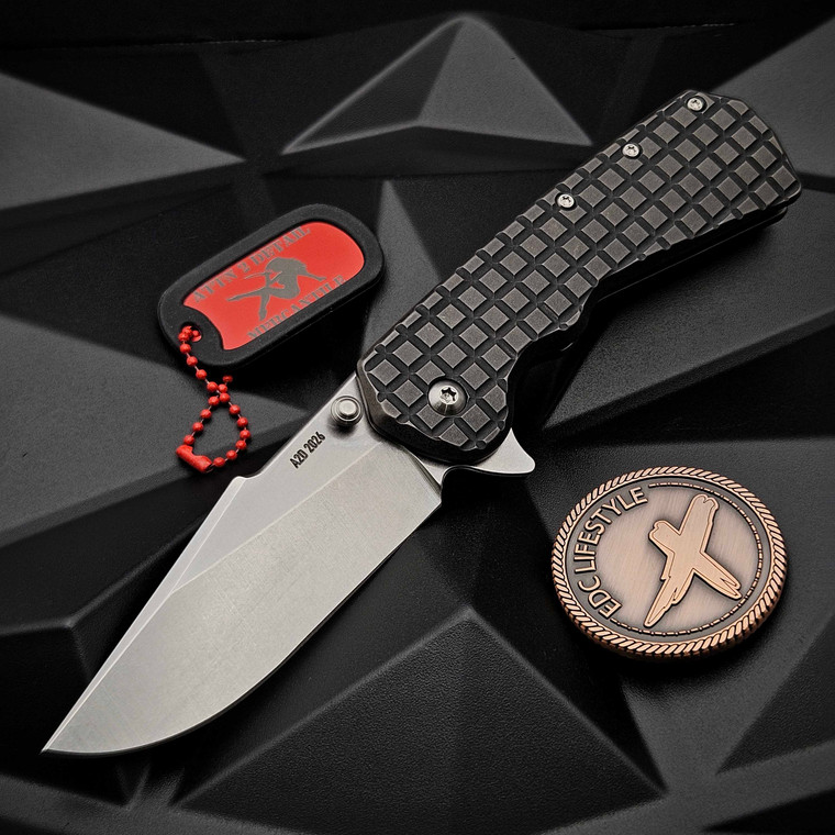Attn 2 Detail Delta Gen 4 Frag Blackened Ti 3.5" Harpoon Rising Grind A2D by EDC Lifestyle