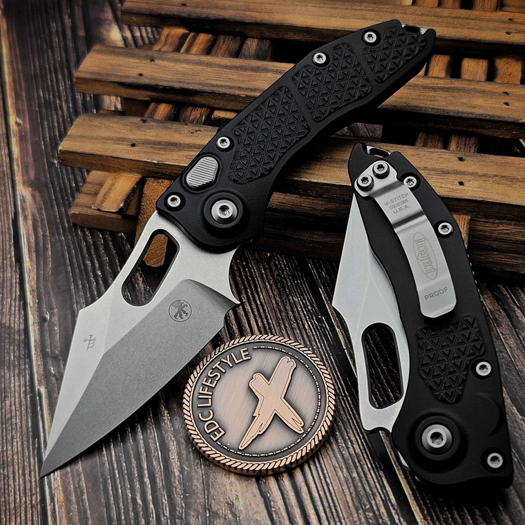 Microtech M-Stitch Auto Black Proof Run 2.62" S/E Stonewash 169M-1PR by EDC Lifestyle