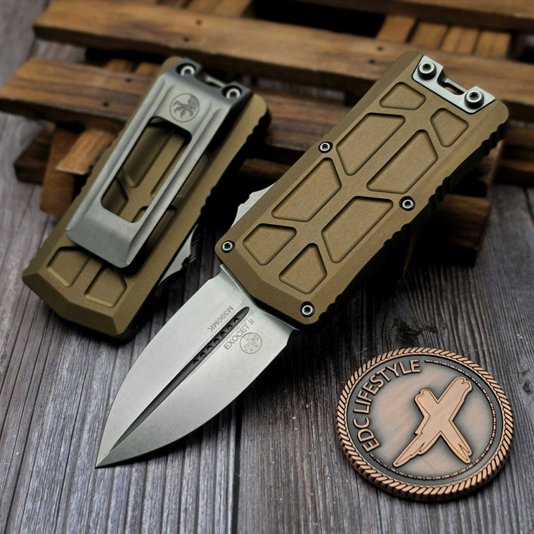 Microtech Exocet II Tan 2.31" D/E Stonewash OTF Money Clip 1157-10TA by EDC Lifestyle