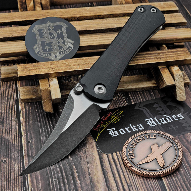 Borka Blades SB Folder Experimental Chisel Grind Black G10