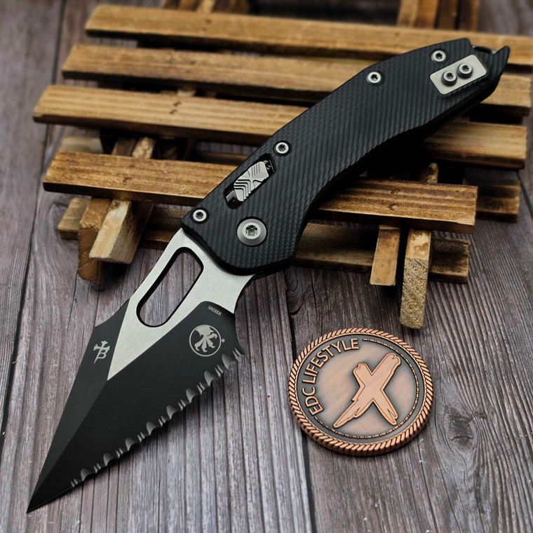 【FaB】鋸歯の刃 / Jagged Edge (英/EA/CF) 3枚セット Microtech Stitch Ram-Lok Fluted Black G-10 3.7