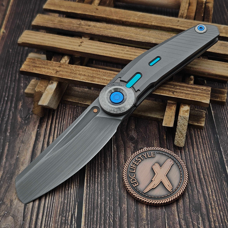 Reate VK-CLU Vulpex Bead Blasted Titanium Handle Hand Rubbed Acid Wash Elmax