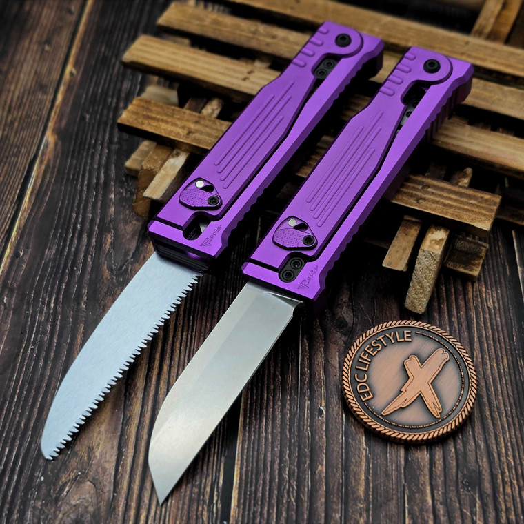 Reate EXO Performance Purple Stripe Aluminum Dual Blade Gravity Knife