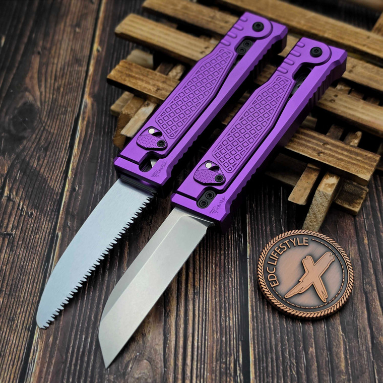 Reate EXO Performance Purple Diamond Aluminum Dual Blade Gravity Knife