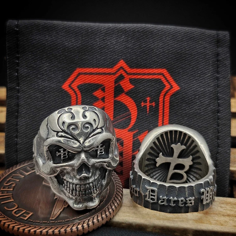 Borka Blades Silver Skull Who Dares Wins Ring Size 11.5