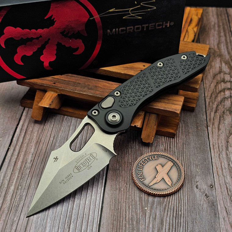 Microtech Borka Auto Stitch 169-10 Stonewash - Signed
