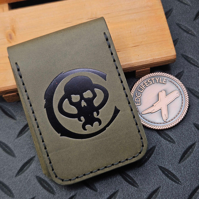 Chaves Knives OD Green Leather Wallet w/Black Stitching