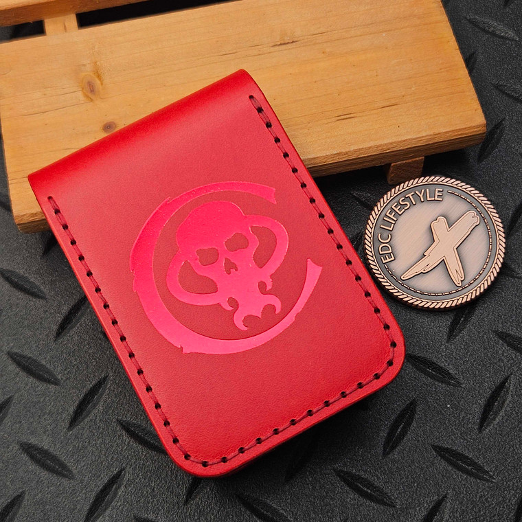 Chaves Knives Red Leather Wallet Red Logo w/Red Stitching