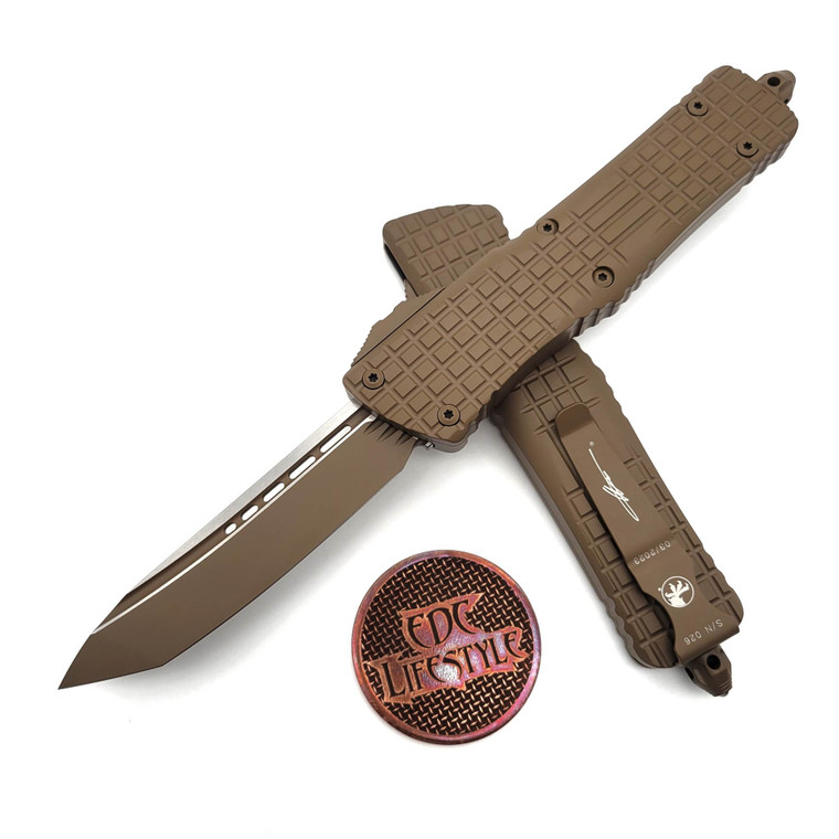 Microtech Combat Troodon  144-1CT-CTA Frag Delta Cerakote Tan Tanto Edge Nickel Boron Internals