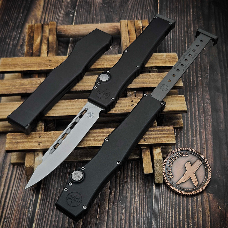 MICROTECH HALO III BLACK 4" CLIP POINT STONEWASH MARFIONE SELECT 1250-10MS1