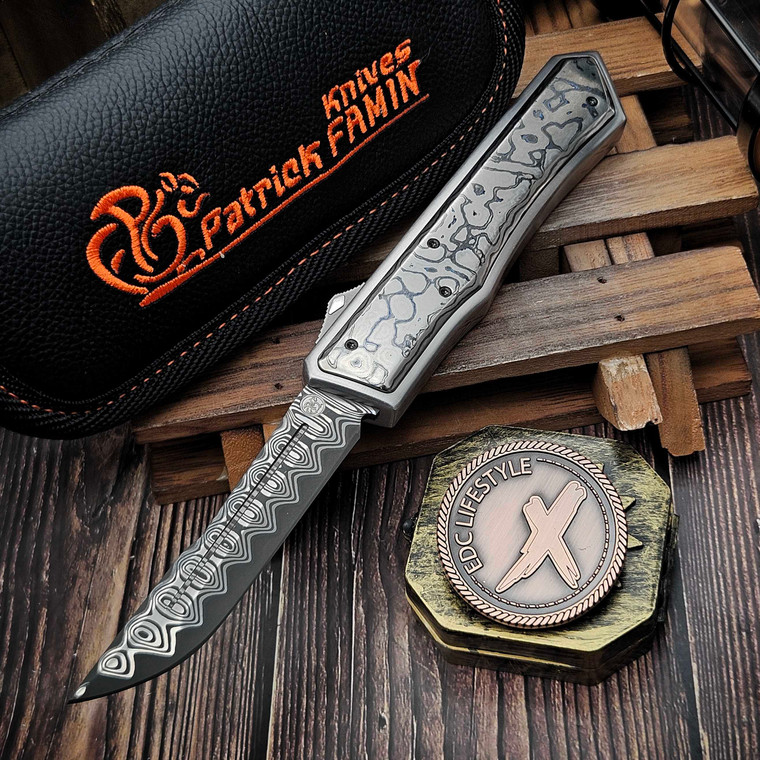 Patrick Famin Stainless Steel GOTF Black Timascus Damasteel Damacore