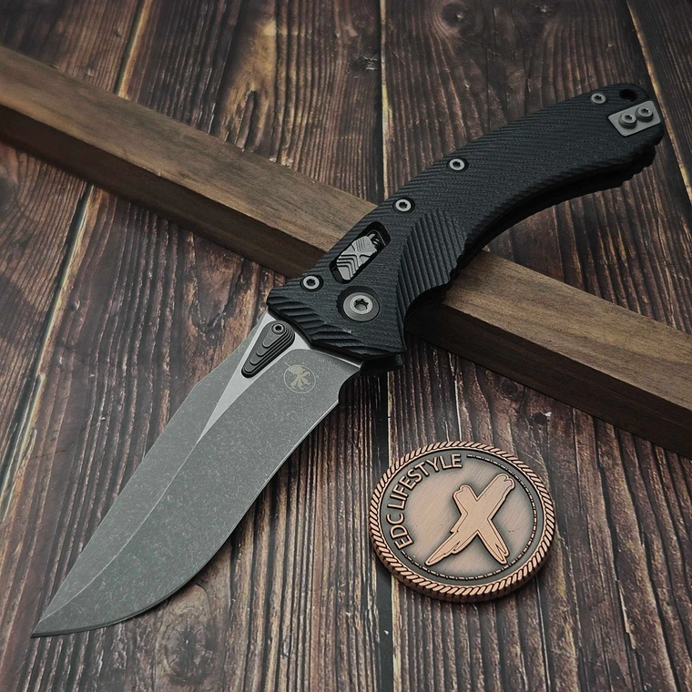 Microtech Amphibian Ram-Lok Fluted Black G-10 S/E Apocalyptic 137RL-10APFLGTBK - Preowned S3